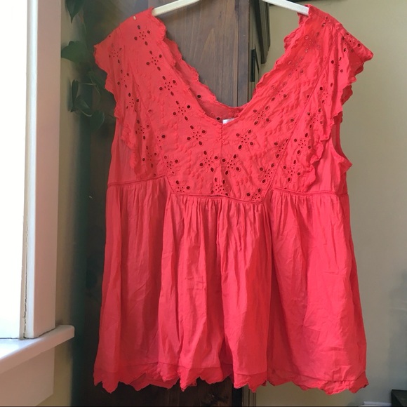 Lucky Brand Tops - LUCKY BRAND Red Eyelet Summer Top